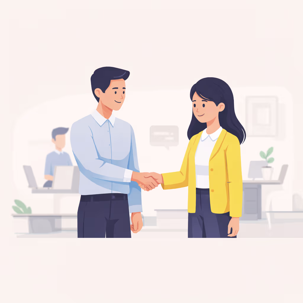 Employer or partner in a professional meeting environment